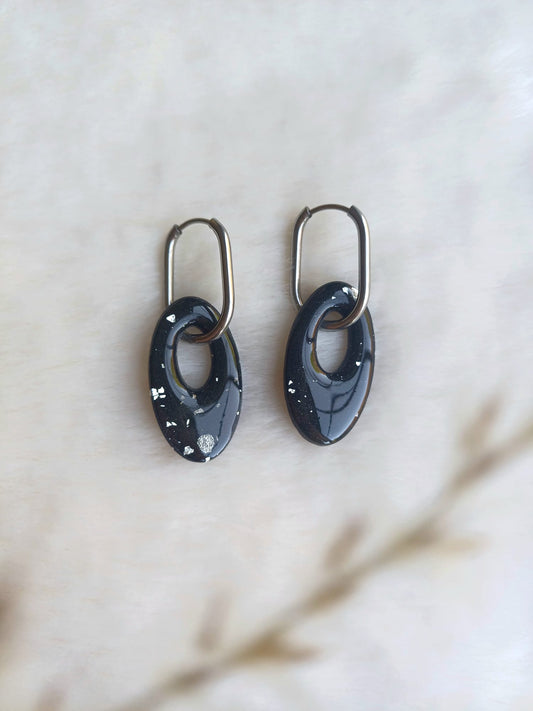 Oorbellen Amy - zwart & zilver