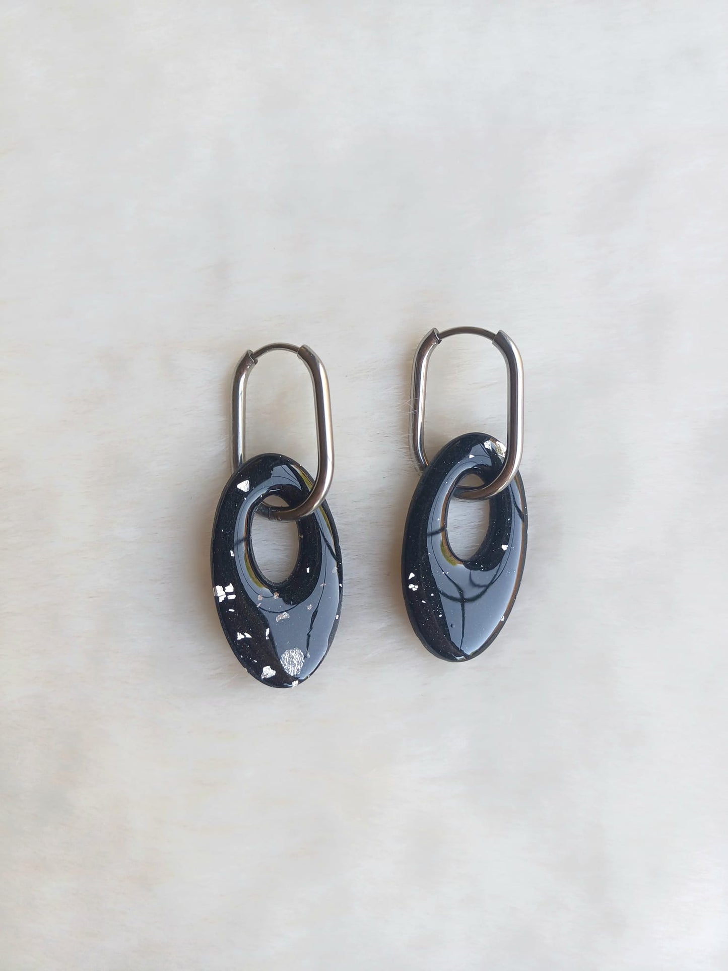 Oorbellen Amy - zwart & zilver