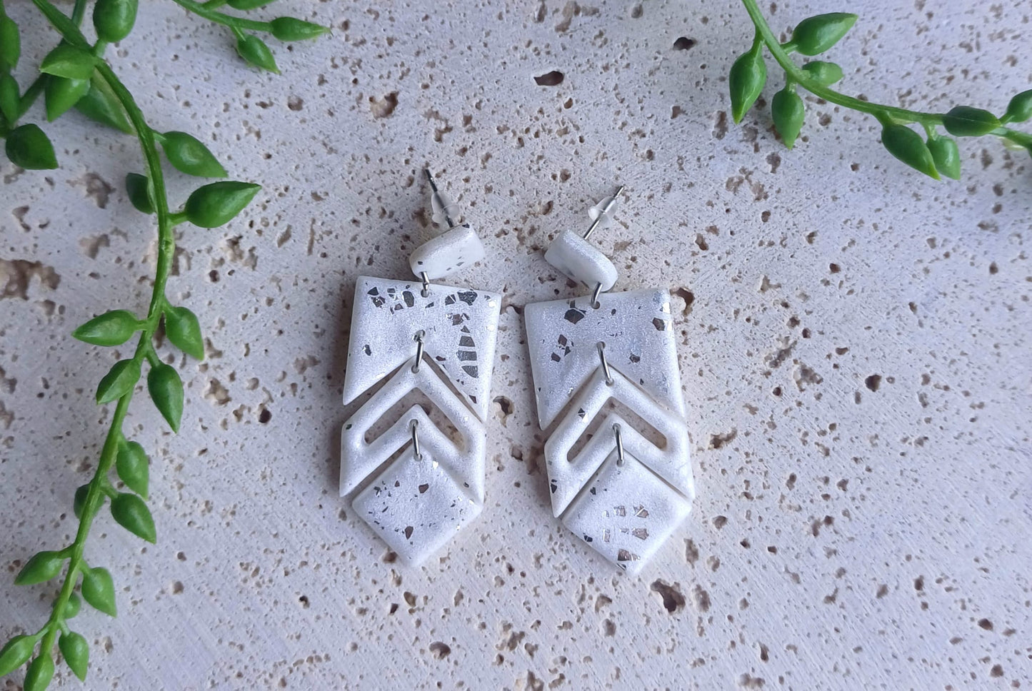 Oorbellen Aria - wit & zilver