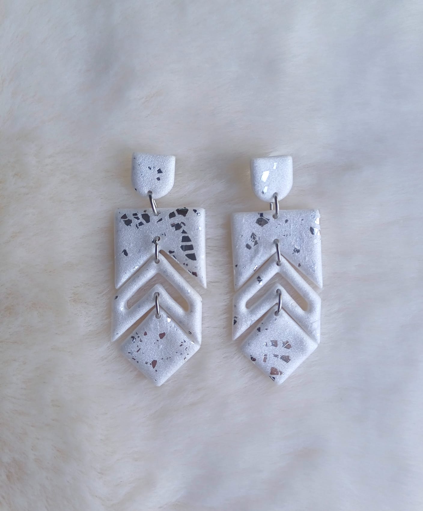 Oorbellen Aria - wit & zilver